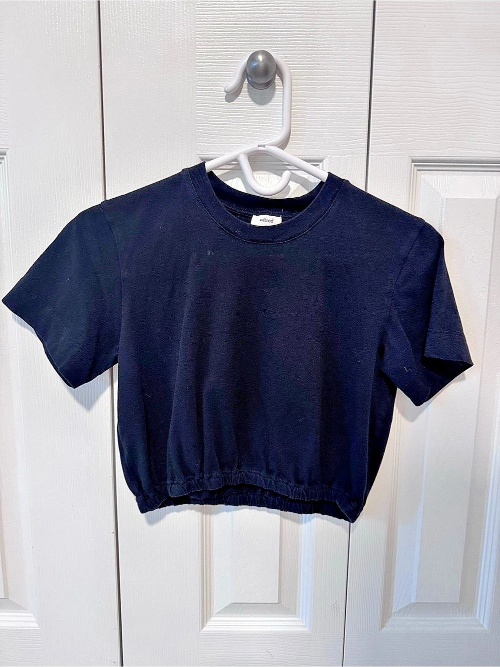 Wilfred Piaf Tee Cropped Short Sleeve Top Black Size XS